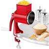 Jokapy Passaverdure Manuale (Rosso), Mulino per Alimenti con Manovella in Acciaio Inox, Alluminio, 2 a Tamburo Rimovibili per Macinare Mais, Spezie, Formaggio, Cetrioli, Carote