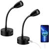 ERWEY 2er LED lampada da lettura 12V camper, lampada da parete 3W 3000K lampada da letto con collo d'oca flessibile e porta di ricarica USB per barca, auto, Van Caravan illuminazione interna, nero