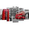 ARTTOR Quadri Moderni Soggiorno Bus Telefono Via Quadro su Tela 160x85cm Stampe da Parete Camera da Letto Cucina Set 5 pezzi Wall Art Canvas Grandi XXL Decorazione Murale Grafica Immagini EA160x85-2674
