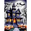 Bowetile Diamond Painting Kit Completo Casa di Notte, Pittura 5D Diamante Halloween Zucca Fai da Te per Adulti , Principianti con Strass Ricamo a Punto Croce, Decorazione Casa e Pareti 30x40 cm