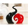 URGrace 2 elefantini ornamentali, nero e rosso, in ceramica, sculture di animali, decorativo, per soggiorno, regalo di matrimonio