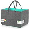 Sinand Cestino Della Spesa, Borsa Della Spesa Con Manico, Robusta/Ben Fatta/Pieghevole La Borsa Di Feltro Di Stoccaggio Per Gite All'aperto, Picnic, Shopping (Grigio - Azzurro)