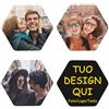 RKXGiftopia Sottobicchieri Personalizzati con Foto, Set di Sottobicchieri in Pelle PVC con Immagine e Testo, Regalo Personalizzato per Coppie, Famiglia e Amici, Tappetini per Bicchieri e Tazze, Esagonali, 4 Pezzi