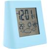 Leapiture Sveglia solare ecologica Orologio da scrivania ricaricabile solare Orologio meteorologico LCD Blu