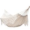 KEREITH Amaca doppia in cotone con frange per appendere in spiaggia o in cortile giardino esterno amaca Brasiliana Extra Large Handmade Boho macramè amaca da giardino sospesa 240x150cm (240 kg di carico)