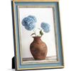 Afuly Cornice portafoto vintage A4 (21 x 29,7 cm) antica elegante blu dorata con supporto da parete per ufficio, decorazione della casa, famiglia, amici, festival, regali per mamma, nonna, moglie