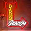 hhuohuona Dads Garage Insegna al neon dimmerabile vintage cartelli da garage curva freccia led segno Papas Workshop luci al neon festa del papà garage regali per auto ragazzi papà
