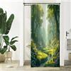 Xiaoterna Tenda da doccia con piante floreali Verde primavera natura foresta tenda da bagno Verde alberi alti fiore in fiore fiume ruscello natura tenda da doccia Decorazione bagno 90x180cm