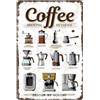 DODINO 20 x 30 cm cartelli in lamiera COFFEE BREWING METODS, accessorio decorativo per la casa, decorazione vintage, cucina, caffè, idea regalo