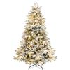 COSTWAY Albero di Natale Innevato 135/180/210 CM, Albero di Natale Artificiale Pre-Illuminato con 120/260/300 Luci LED, 757/1415/1684 Punte e Giunti a Cerniera (180 cm)