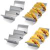 Jesustree Porta Tacos in Acciaio Inossidabile, 4 Pezzi Vassoi per Tacos con Maniglie, Forma di Onda Supporti per Tacos per Cucina Pita, Panini, Pane, Hot Dog, Quiche e Frittelle