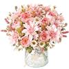 DEMIUKO 4 fasci di fiori artificiali come veri peonie artificiali, rosa, dalie, finti fiori di seta, decorazione per interni primaverili, matrimoni, feste, cucina, tavolo, casa, decorazione pasquale