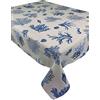 Casatessile Tovaglia Quadrata e Rettangolare Cotone Coralli Tovaglia Cotone Tema Mare, Fantasia Mare - Blu, 4 posti 140X140 cm.