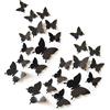 Tuxiaobu 24Pcs Farfalla Specchio Fai da Te, Adesivi Murali Rimovibili Farfalla 3D Adesivi Murali, Decorazione Murale Decalcomania per Camera dei Bambini, Camera da Letto, Soggiorno - Nero