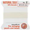 Griffin - Corda per perline in seta, 0,45 mm, n. 2, 2 m, colore: Bianco