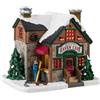 LEMAX Edificio illuminato led Winter's Haven Café in porcellana H15 x 17,1 x 13,6 cm