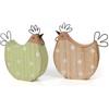 Logbuch-Verlag Coppia galline decorative da appoggiare, 2 pezzi: gallina pasquale in legno, decorazione Pasqua rustica, decorazioni primavera naturali, addobbi per la casa, soprammobili verdi, tavola Pasqua, 12,5 cm