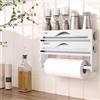 NBUABX Porta Rotoli Alluminio e Pellicola da 12, Porta Pellicola e Alluminio con Porta Rotolo da Cucina & Porta Spezie, Dispenser Pellicola e Alluminio con Taglierina Affilate, Taglia Pellicola