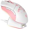 DAREU Sakura Rosa Mouse Gaming Pink con dock di ricarica ricaricabile RGB, 12 K DPI, 6 pulsanti programmabili, sensore ad alta precisione [300IPS] [1000Hz] per PC Notebook Mac
