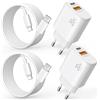 LUOSIKE 20W Rapido Caricabatterie e Cavo per iPhone 14/13/12/11 Pro/11/Xs Max, Air Pods Pro, Caricatore 2-Porte USB C e USB A Spina PD 3.0 Adattatore Alimentatore con 2M Cavo(4 Pezzi)
