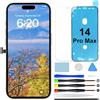 GOLDWANGWANG Display per iPhone 14 PRO Max, Schermo LCD Full HD 6,7" Touch Screen Digitizer Parti di Ricambio con Kit di Riparazione e Protezione Schermo