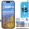 GOLDWANGWANG Display per iPhone 15, Schermo LCD Full HD 6,1" Touch Screen Digitizer Parti di Ricambio con Kit di Riparazione e Protezione Schermo