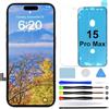 GOLDWANGWANG Display per iPhone 15 PRO Max, Schermo LCD Full HD 6,7" Touch Screen Digitizer Parti di Ricambio con Kit di Riparazione e Protezione Schermo