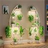 BACEKOLL Supporto per piante in metallo, 160 cm, luci di crescita, 6 livelli, espositore a mezzaluna, supporto per soggiorno/patio, bianco