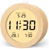 aboveClock Sveglia Digital, Sveglia in Legno Con Schermo Lcd Che Mostra Temperatura E Data, Funzione Snooze, Retroilluminazione, Alimentata Da 3 Batterie Aaa (Batterie Non Incluse)