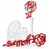 Generico Regalo Festa della Mamma Rosa "Best Mom" Decorazione Elegante per la Casa, Soprammobile Moderno con Cuore e Vasetto, Idea Regalo Mamma Originale che Non Appassisce Mai