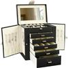 KAMIER Scatola organizer per gioielli, organizer per gioielli a 4 strati con specchio, 3 cassetti, grande portagioie per bracciali, orecchini, anelli, collane, regali per la festa Regali di Natale
