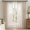 Deconovo Tende per Interni Eleganti in Voile Effetto Lino con Fettuccia - 2 Pezzi Trasparenti Morbidi, Filtrano la Luce Naturale, 140x245 cm, Ideali per Soggiorno e Camera da Letto, Marrone Chiaro