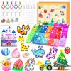AJAZPER Kit di Perline da Stirare 5 MM, 48 Colori Perline a Fusione con Custodia, Pegboard, Guida Utente, 2 Scatole di Perline, Fai Da Te Regali Compleanno Natalizio per Ragazze e Ragazzi Bambini di 5+ Anni