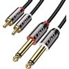 J&D CAVO RCA A JACK 6.35MM ORO PLACCATO COPPER SHELL 2 X JACK 1/4" 1.8 METRI NERO