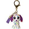 TY - Anello Porta Chiavi Mini Boos Clips - Cane - Darling - Multicolore - Con nappa viola - Il portachiavi alla moda ispirato ai famosi peluche con gli occhi grandi scintillanti - 10 Cm - 25056