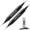 Striking Viking Beard Pencil Filler, nero medio - Set di matite da barba impermeabile, realistica e durevole con 2 penne e pennelli, migliora i peli del viso