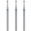 STALEKS PRO Set 3 frese diamantate per cuticole, 3,4 x 1,6 mm. Forma di oliva (grana media)