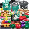 JUQG 76 Pezzi Accessori Giocattolo da Cucina per Bambini, Giocattoli da Cucina con Pentole e Padelle, Gioco di Ruolo da Chef Adatto a Ragazzi e Ragazze di 3 4 5 6 7 8 Anni