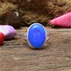 Handmade Luccicante Blu Calcedonio Gemma 925 Argento Sterling Handmade Anello All Misura
