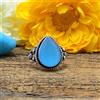 Aesthetic Acqua Calcedonio Gemma 925 Argento Sterling Mano Anello Tutti Taglia