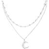 MILAKOO Collana con Ciondolo A Mezzaluna A Strati in Argento con Catene A Stella E Cuore per Donne Regali di Gioielli Boho di Moda