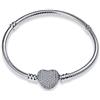 LNQOBU Bracciale in Argento con maglia Snake e chiusura a cuore Compatibile con Pandora Europei Charms da Donna