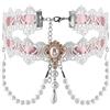 MILAKOO vittoriano Lolita pizzo girocollo per le donne rosa fiore perla collana ciondolo per la sposa matrimonio