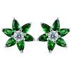 Rizilia [RIZILIA FIORIRE] Perno Orecchini Traforati Con Marquise Taglio Rotondo CZ [Simulata Smeraldo Verde] In Placcato In Oro Bianco, Semplice Ed Elegante Moderno