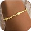 TINGN Bracciali di perle da donna placcati in oro 14 carati, estensibili, realizzati a mano, con palline, graziosi ciondoli, impilabili, a forma di croce, a forma di cuore, rotondi, con zirconi, idea
