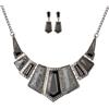 Yazilind Set di Gioielli con Collana e Orecchini Irregolari, Stile Etnico Vintage, Colore Grigio, Per Donna di Diverse Età