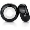 LOVANS 2 pz Clip Ferma Charm Stopper in Silicone, Nero Distanziatore Beads Blocco per Bracciale Donna Argento 925, DIY Ciondolo Regalo per Amica