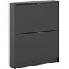 Tvilum Armadio scarpiera w. 2 ante basculanti e 16,6 cm, colore: nero opaco Nero, H. 85,2 x L. 70,3 x P. 16,6 cm
