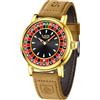 SACOSDING Orologio da uomo, unico stile roulette, al quarzo, analogico, 45 mm, in lega, impermeabile, luminoso, cinturino in pelle squisito e resistente, orologio da polso casual alla moda, Oro giallo