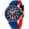 KXAITO Orologio sportivo analogico da uomo, orologio militare per esterni, a LED, cronometro, digitale, elettronico, grande, doppio schermo, impermeabile, tattico, da uomo, 0244 g Blu, L, Cronografo